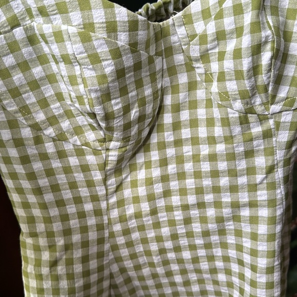 Lulus Pristine Chicness Green Gingham Sleeveless Bustier Mini Dress - Size S - Picture 5 of 5